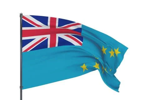 3D illustration. Waving flags of the world - flag of Tuvalu. Isolated on white Illustrazione stock