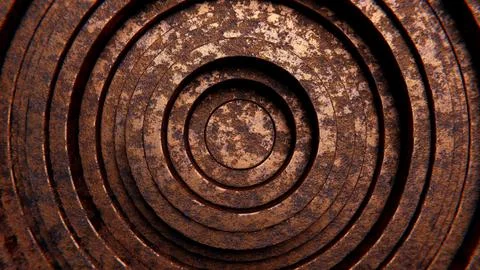 3D illustration of the weathered rusty aged metal rings pattern Illustrazione stock