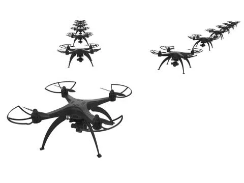 3d illustration of a wedge of drones on a white background Stock Illustration