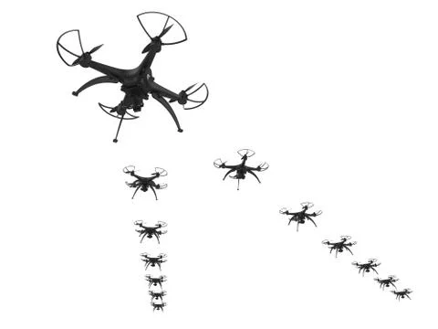 3d illustration of a wedge of drones on a white background Stock Illustration