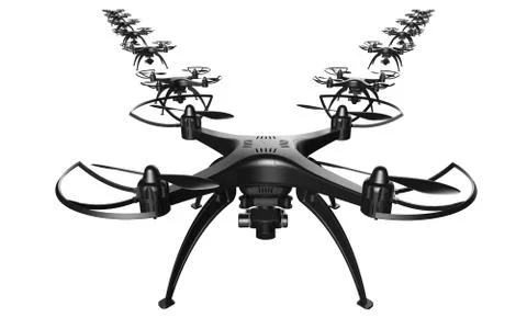 3d illustration of a wedge of drones on a white background Stock Illustration