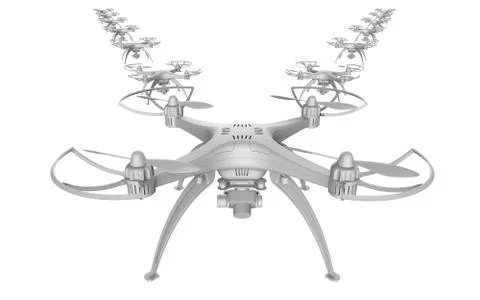 3d illustration of a wedge of drones on a white background Stock Illustration