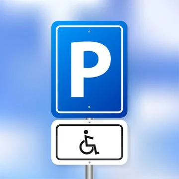 3d illustration on white backdrop. A vector handicap parking sign. Vector art Illustrazione stock