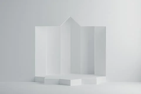 3d illustration of white background with octagonal stage pedestal Stock Illustration