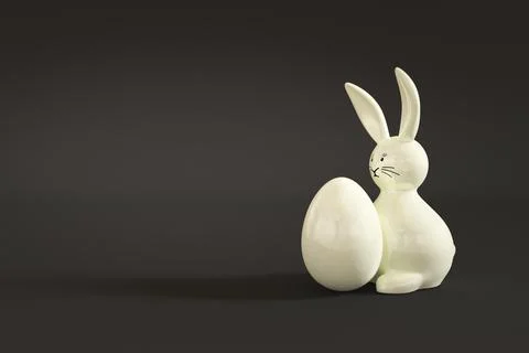 3d illustration of a white easter bunny figure with space for your message Stock Illustration