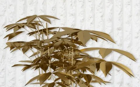 3d illustration, white embossed background, young beige bamboo shoots Stock Illustration