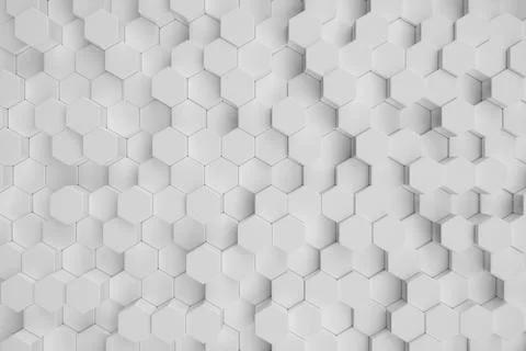 3D illustration white geometric hexagonal abstract background. Surface hexagon Stockillustratie