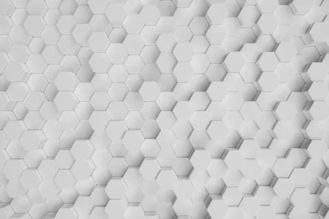 3D illustration white geometric hexagonal abstract background. Surface hexagon 스톡 일러스트