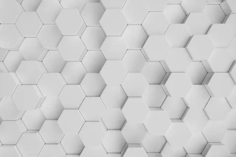 3D illustration white geometric hexagonal abstract background. Surface hexagon Illustrazione stock