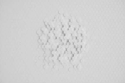 3D illustration white geometric hexagonal abstract background. Surface hexagon Stock Illustration