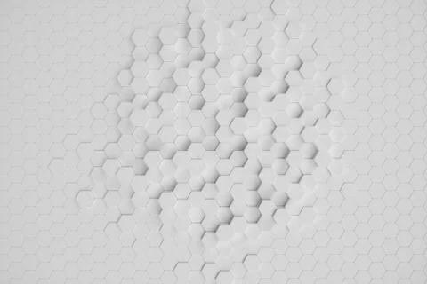3D illustration white geometric hexagonal abstract background. Surface hexagon 스톡 일러스트