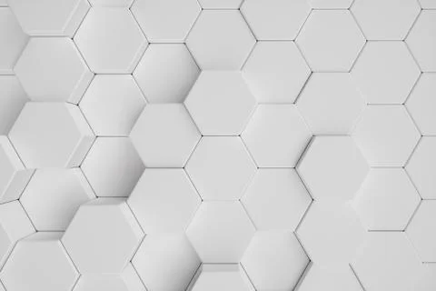 3D illustration white geometric hexagonal abstract background. surface hexagon Stock Illustration