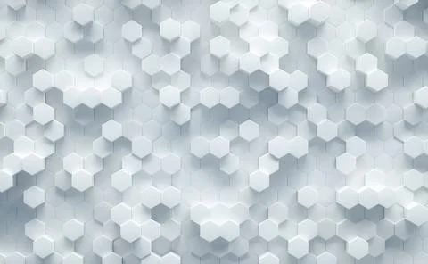3D Illustration. White geometric hexagonal abstract background 스톡 일러스트