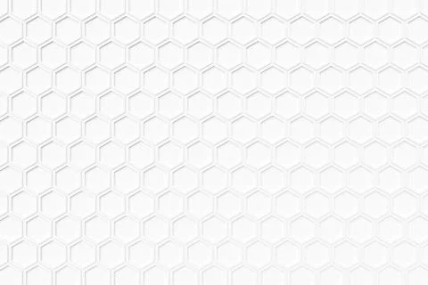3d illustration of a white honeycomb. Pattern of simple geometric hexagonal s Stock Illustration