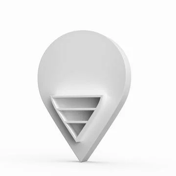 3d illustration of a White Map pointer 3d pin Location symbol on isolated on whi イラスト素材