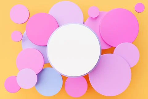 3D illustration white  round frame  for text on a  colorful   background with Stock Illustration