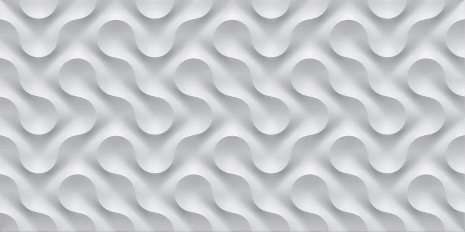 3D illustration white seamless pattern waves light and shadow. Stock Illustration