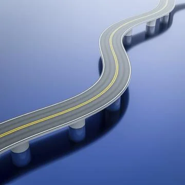 3d illustration of a winding road bridge over the sea Stock Illustration