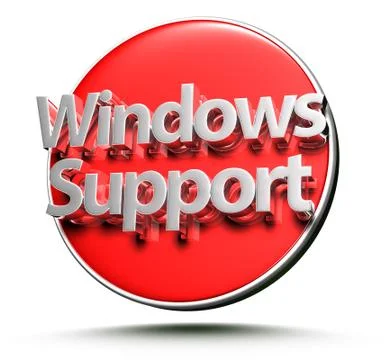 3d illustration Windows support Red circle on white background.(With Clipping Stock Illustration