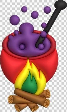 3D illustration. Witch cauldron with bubbles on fire for halloween Illustrazione stock