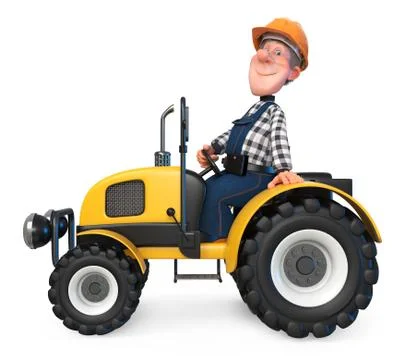 3d illustration work is going on the tractor Stock Illustration