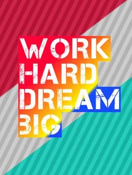 3D illustration work Hard Dream Big text isolated on Stripe background. Stockillustratie