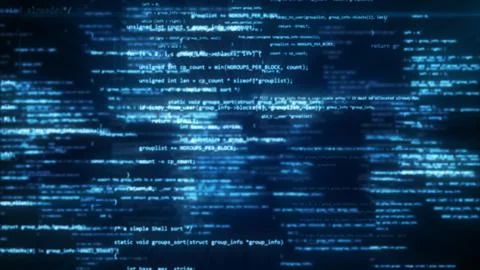 3d illustration of working program code in the technological space Stock Illustration