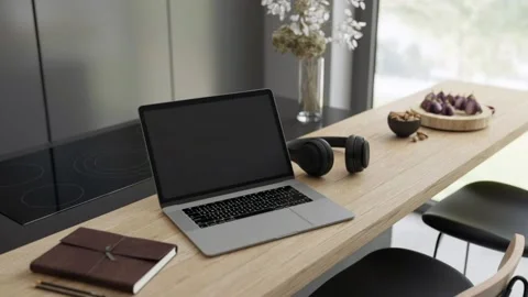 3d Illustration. A workplace in the kitchen behind the bar Stock Footage 195297638