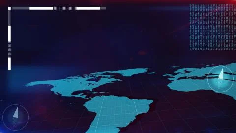 3d illustration of World Map in perspective view with a dark blue background Stock Illustration