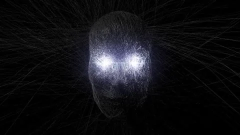 3d illustration of wraith face with growing fibres. Stock Illustration