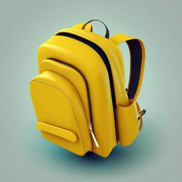 3d illustration of Yellow Backpack, Back to school and education concept Stock Illustration