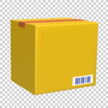 3D illustration of yellow box. Stock-Illustration