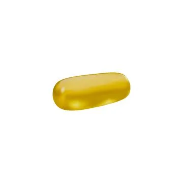 3D illustration of a yellow capsule for use in pharmacies on a white background. Stock Illustration