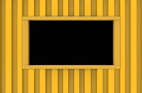 3d illustration. yellow container wall background with mock up blank white sp Stock Illustration