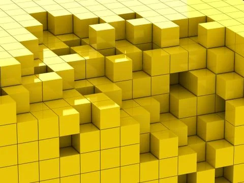 3d illustration of yellow cubes Stock Illustration