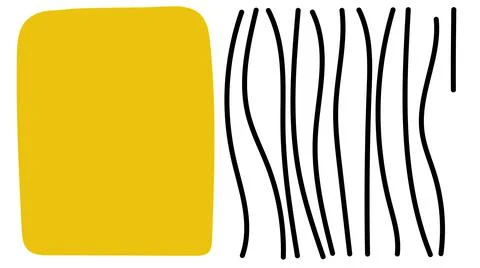 3d illustration - yellow  rectangle and  curved line in  minimal art  style イラスト素材