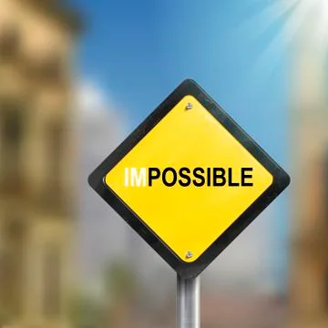 3d illustration of yellow roadsign of impossible possible Stock Illustration