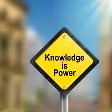 3d illustration yellow roadsign of knowledge is power Stock Illustration