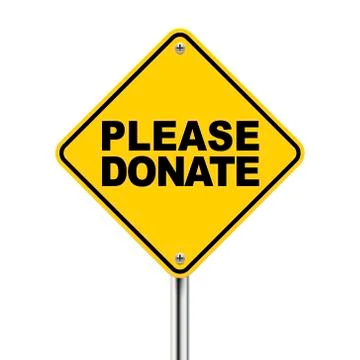 3d illustration of yellow roadsign of please donate Stock Illustration