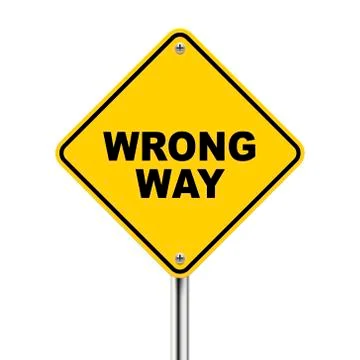 3d illustration of yellow roadsign of wrong way Stock Illustration
