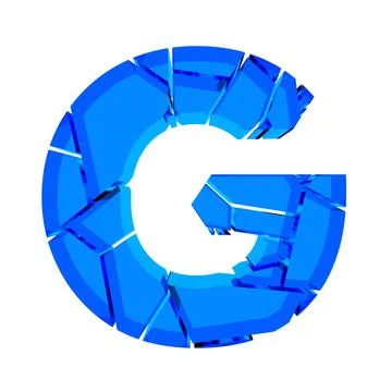 3D illustration.Broken glass letter isolated on white background.Art font. Stock Illustration