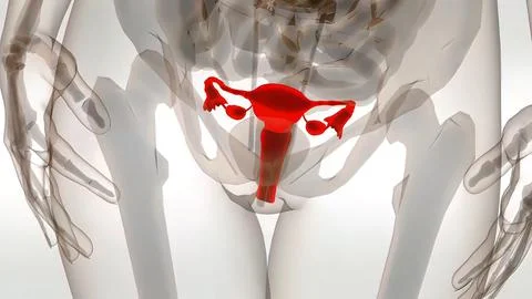 3D illustrationof The Female Reproductive organ and ovaries Stock Illustration