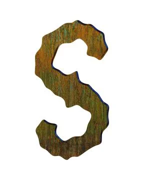3D illustration.Rusty and oxidizing metal letter. Illustrazione stock