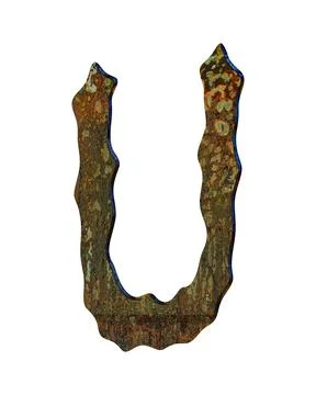 3D illustration.Rusty and oxidizing metal letter. Stock Illustration
