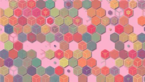 3D illustrations, abstract geometric backgrounds, light pink tones, colorful  Illustrazione stock