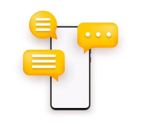 3d illustrations a smartphone with a bubble text vector template. Stock-Illustration