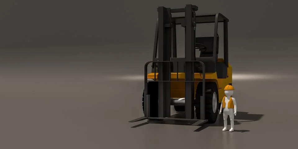3d illustrator, 3d rendering of the  Driver and forklift. 스톡 일러스트