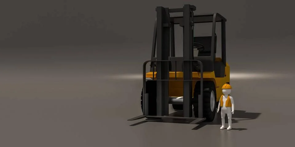 3d illustrator, 3d rendering of the Driver and forklift. 3d illustrator, 3... Stock Photos
