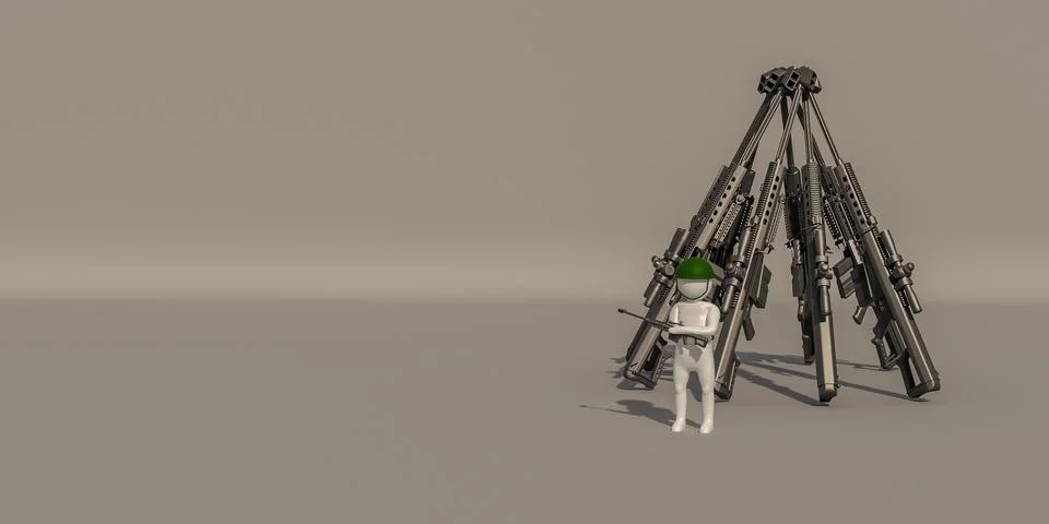 3d illustrator, 3d rendering, symbol of the Soldiers and weapons. 스톡 일러스트