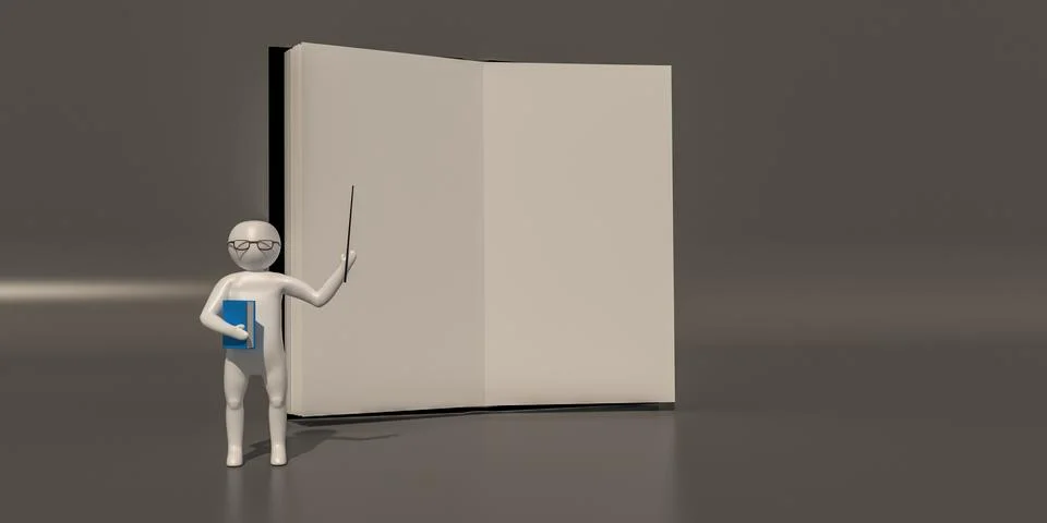 3d illustrator, 3d rendering of the Teacher and book. Illustration